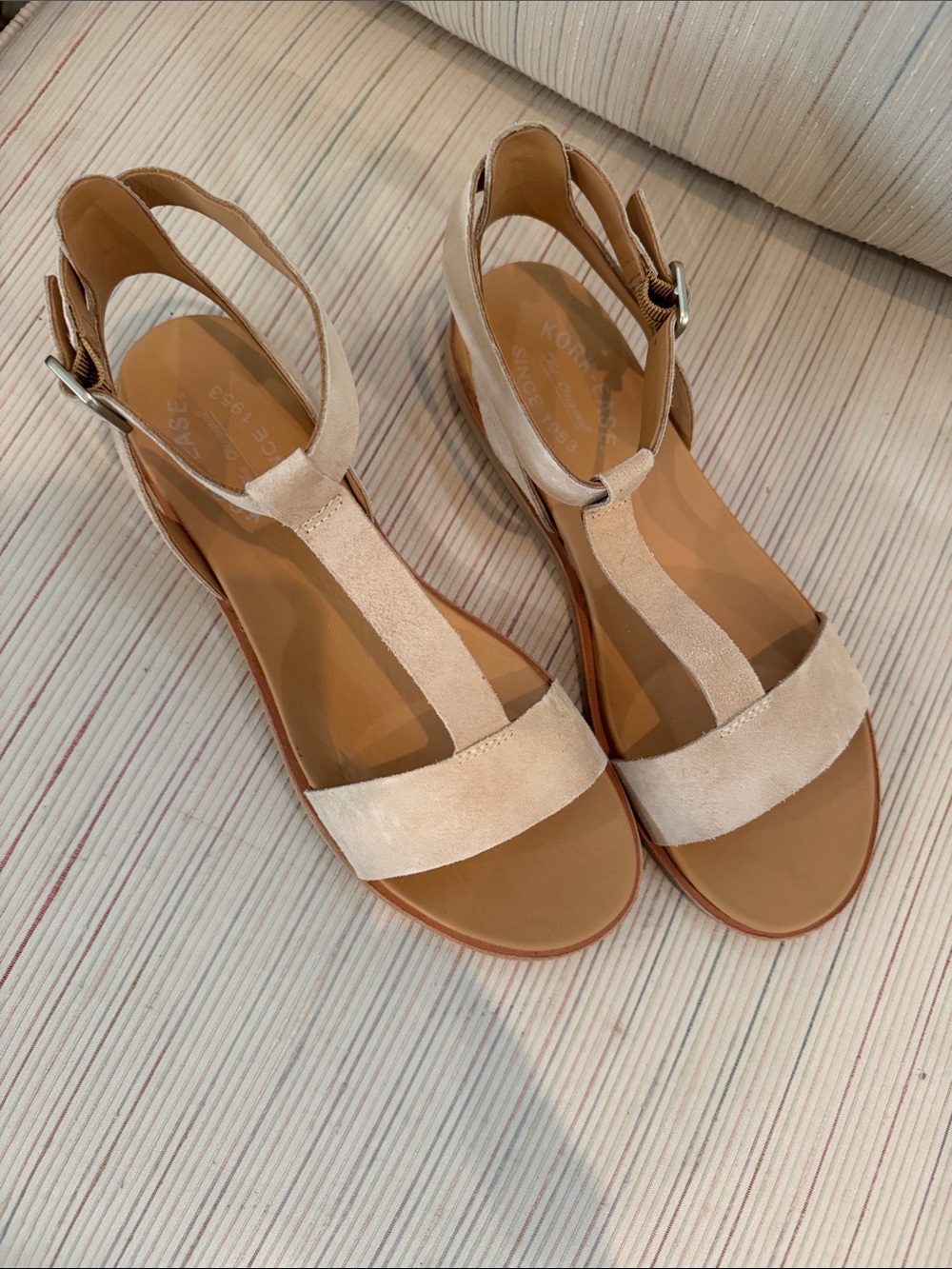 Kork-Ease Tan Suede T-Strap Sandals - Women 8-1/2